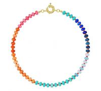 Générique Collier de perles colorées pour femme de 6 mm en cristal naturel arc-en-ciel multicolore avec fermoir doré réglable, coffret cadeau avec boîte et pochette