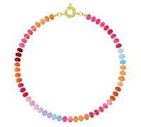 Générique Collier de perles colorées pour femme de 6 mm en cristal naturel arc-en-ciel multicolore avec fermoir doré réglable, coffret cadeau avec boîte et pochette