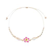 Générique Collier de perles d ' argile fait à la main, détail floral, chaîne de clavicule, longueur réglable, bijoux de plage pour offrir, collier de coquillages tissé à la main, non conformiste