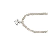 Générique Collier de perles de transparent brillant avec breloque de fleur en argent complexe, conception de chaîne superposée, idéal pour offrir en, colliers de perles de transparent