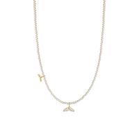 Générique Collier de perles dorées pour femme, pendentif queue de poisson réglable avec zirconium cubique, perles d’imitation 3 mm, design élégant, longueur 15,75 + 1,97 in, coffret cadeau noir