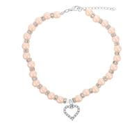 Générique Collier de Perles pour Animal de Compagnie en Plastique Rose Fermoir Réglable et Pendentif Cœur Gravé, pour Mariage ou Séance Photo