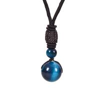 Générique Collier de Perles Rondes pour Hommes et Femmes,Colliers de En Cristal,Pendentif En Pierre Précieuse Naturelle,Cordon Réglable de 16 Mm,Bijoux Faits À La Main,Cadeau En Pierre Œil de Tig