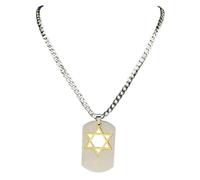 Générique Collier de plaques d’identité étoile de David creusé pour hommes Simple cadeau magen étoile de David chaîne hébraïque