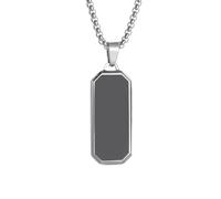 Générique Collier de plaques d’identité Pendentif en pierre noire pour hommes Mode Hip Hop Tendance Rap Bijoux Cadeau d’anniversaire pour le petit ami