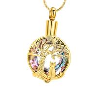 Générique Collier de Pot Permanent pour Animaux de Compagnie, breloque cénotaphe Non ternie pour préserver Les Cheveux et Les Cendres, Bijoux de crémation d ' Arbre Rond pour Animaux de Compagnie