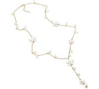 Générique Collier de Pull de Fleurs Pendentif à Longue chaîne Vintage Collier en Forme de Y Faux Peral, Blanc 9207