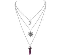 Générique Collier de superposition gothique fait à la main Sun Black Crystal & Agate Chaîne réglable pour femmes Accessoires Neckchain Accessoires pour femmes