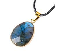 Générique Collier De Tranches De Labradorite - Pendentif À Bord De, Bijoux En De Pierre De Lune | Tour D'énergie De Poche Minérale À Collectionner, Collier De Pierres Précieuses De Spiritu