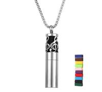 Générique Collier diffuseur d’huile essentielle, collier d’aromathérapie en acier inoxydable, avec 10 coussinets en coton, pendentif cylindrique ajouré, style discret au quotidien