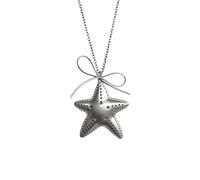 Générique Collier élégant avec nœud papillon en argent et breloque étoile, bijoux de cou tendance en acier inoxydable, élégant avec nœud papillon et étoile, bijoux superposés à la mode, argent