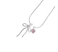 Générique Collier élégant avec nœud papillon en forme de cœur, symbolisant l ' amour et la beauté, avec des designs confortables, matériaux en alliage robustes, bijoux en forme de cœur élégants