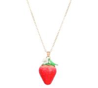 Générique Collier élégant avec pendentif fraise/pêche, chaîne de fruits faits à la main, parfait pour les fêtes, à porter quotidien, Adorable pêche