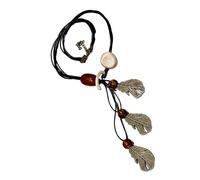 Générique Collier élégant en perles de céramique, pendentif en forme de feuille, franges, bijoux légers pour femmes, chaîne de cou de Festival, bijoux ethniques longs