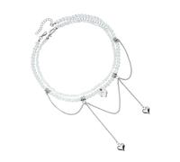 Générique Collier en à la mode, bijoux glands sophistiqués avec cœur en Zircon et doubles chaînes pour les fêtes, galant