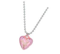 Générique Collier en acier titane avec pendentif coeur bulle et chaîne de perles délicates, bijoux pour femmes, accessoire tendance pour la saison printanière