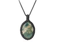 Générique Collier En Agate Indienne Ovale avec Pendentif En Pierre Précieuse, Fait À La Main, Corde Tressée, 7 Chakras, Bijoux Unisexes pour Hommes et Femmes