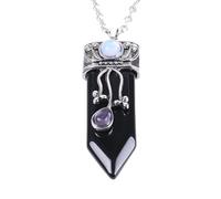 Générique Collier en Améthyste Naturelle pour Homme Et Femme|Pendentif Ras Du Cou en Pierre Précieuse Équilibrante Reiki, Amulette Anti-Stress Et Anti-Anxiété, Bijoux en Obsidienne