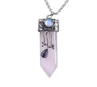 Générique Collier en Améthyste Naturelle pour Homme Et Femme|Pendentif Ras Du Cou en Pierre Précieuse Équilibrante Reiki, Amulette Anti-Stress Et Anti-Anxiété, Bijoux en Quartz Rose