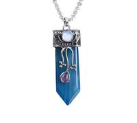 Générique Collier en Améthyste Naturelle pour Homme Et Femme|Pendentif Ras Du Cou en Pierre Précieuse Équilibrante Reiki, Amulette Anti-Stress Et Anti-Anxiété, Bijoux Cadeaux en Agate Veines Bleues