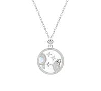Générique Collier En Argent Sterling 925 avec Pendentif En Forme De Cercle De 12 Constellations et Zircon, Bijou Astrologique Céleste pour Femmes et Filles Poissons