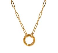 Générique Collier en chaîne à maillons en forme de trombone en or 304 pour femmes avec fermoir de bague printemps cadeau 45cm (17,7")
