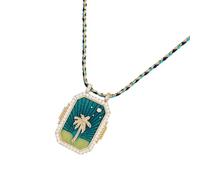 Générique Collier en corde de coton unique avec pendentif à breloque œil du diable en forme de poivrons, chaîne de clavicule élégante pour femmes avant-gardistes, collier œil du diable