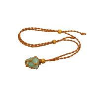 Générique Collier En Cristal pour Femmes et Hommes, Pendentif En Pierre Naturelle Nouée À La Main, Corde Réglable, Bijoux En Pierres Précieuses, Cadeau pour Hommes, Mari, Petit Ami, Aventurine Verte