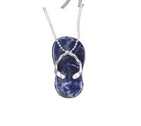 Générique Collier En Cristaux Pour Femmes Et Hommes | Pendentif Pantoufles Fantaisie Avec Chaîne En Argent Perle Ras Du Cou Amulette Bijoux De Yoga Cadeaux En Sodalite