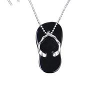 Générique Collier En Cristaux Pour Femmes Et Hommes | Pendentif Pantoufles Fantaisie Avec Chaîne En Argent Perle Ras Du Cou Amulette Bijoux De Yoga Cadeaux En Onyx Noir