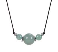 Générique Collier En Cuir pour Homme Avec Pendentif Boule En Perles Collier En Hématite Naturelle pour Homme Chaîne En Cuir Brin Bijoux Faits Main Cadeau Garçon Aventurine