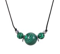 Générique Collier En Cuir pour Homme Avec Pendentif Boule En Perles,Collier En Hématite Naturelle pour Homme,Chaîne En Cuir,Bijoux Faits Main,Cadeau,Garçon,Malachite