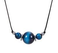 Générique Collier En Cuir pour Homme Avec Pendentif Boule En Perles Collier En Hématite Naturelle pour Homme Chaîne En Cuir Brin Bijoux Faits Main Cadeau Garçon Pierre Œil de Tigre Bleu
