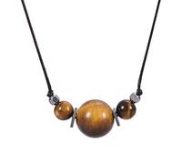 Générique Collier En Cuir pour Homme Avec Pendentif Boule En Pierre Précieuse Naturelle En Hématite pour Homme,Chaîne En Cuir,Bijoux Faits À La Main,Cadeau,Garçon,Pierre Œil de Tigre