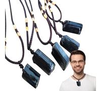 Générique Collier en de noire | Collier en pierre de avec corde tissée à la main | pendentif de, collier de protection contre le stress naturel nettoyant à énergie négative pour fille et garçon