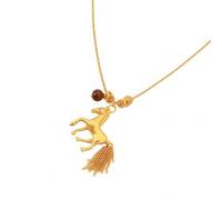 Générique Collier en métal rétro élégant avec pendentif cheval, Gold-color