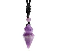 Générique Collier En Pierre De Cristal Naturel Pour Femmes Hommes Collier En Pierre Semi-Précieuse À Double Pointe À Facettes Avec Corde Réglable Chakra Reiki Guérison Cristal Bijoux Cadeau Améthyste