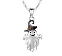 Générique Collier En Y Nouveau Halloween gothique amusant chapeau de sorcière atmosphère pendentif collier Halloween pendentif chapeau de sorcière Rond Acier Inoxydable (Silver, 3x3x1cm)