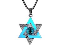 Générique Collier Étoile De David Lumineux, Collier Étoile Hexagonale Phosphorescente, Pendentif Ras Du Cou Œil Du Diable, Style Hip-Hop, Pour Femme Et Homme, Bijoux Cadeau, Bleu