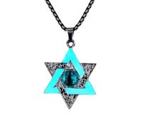 Générique Collier Étoile De David Lumineux, Collier Étoile Hexagonale Phosphorescente, Pendentif Ras Du Cou Œil Du Diable, Style Hip-Hop, Pour Femme Et Homme, Bijoux Cadeau, Bleu Clair