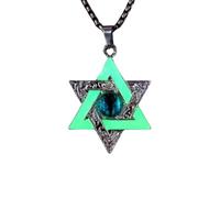 Générique Collier Étoile De David Lumineux, Collier Étoile Hexagonale Phosphorescente, Pendentif Ras Du Cou Œil Du Diable, Style Hip-Hop, Pour Femme Et Homme, Bijoux Cadeau, Vert