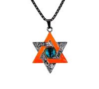 Générique Collier Étoile De David Lumineux Phosphorescent, Collier Étoile Hexagonale, Pendentif Ras Du Cou Œil Du Diable, Style Hip-Hop, Pour Femme Et Homme, Bijoux Cadeau, Orange