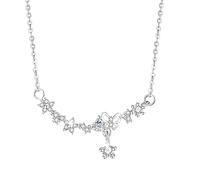Générique Collier étoile en argent, collier femme en argent S925, pendentif papillon élégant, chaîne réglable 17 + 2 pouces, adapté aux peaux sensibles, coffret cadeau avec chiffon de nettoyage