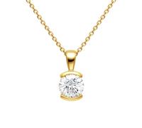 Générique Collier Femme Plaqué Or 18 Carats - Pendentif Solitaire Oxyde de Zirconium 5mm - Chaîne Maille Forçat 50cm - Bijou Poinçonné avec Fermoir Mousqueton - Idée Cadeau Anniversaire & Mariage