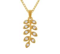 Générique Collier Feuille Plaqué Or 18K Zirconium - Poinçon Chaîne 45cm