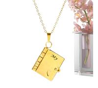 Générique Collier fille, pendentif livre en or pour cadeau, collier réglable, matériau solide, fonction facile à utiliser, outil de bijoux, accessoire cadeau pour anniversaire 0,9 x 0,7 pouces