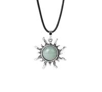 Générique Collier Gothique Avec Pendentif en Cristal de Soleil pour Femmes Et Hommes|Breloque Tournesol Avec Chaîne en Pu, Perle de Pierre Précieuse, Amulette Ras Du Cou en Aventurine