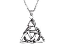 Générique collier homme argent，Collier viking Ouroboros Trinity Pendentif amulette Nordic Celtic Knot Hommes Tendance hip Hop Punk Bijoux porte-bonheur