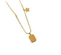Générique collier homme argent，Échiquier doré Échiquier Pendentif Étoile Collier Bijoux de mode Accessoires pour femmes