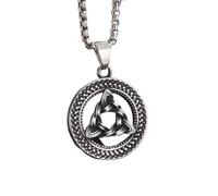 Générique collier homme, collier de mode européenne et américaine Viking Trinity Celtic Knot, cadeau de bijoux nordiques rétro pour cyclistes pour hommes
